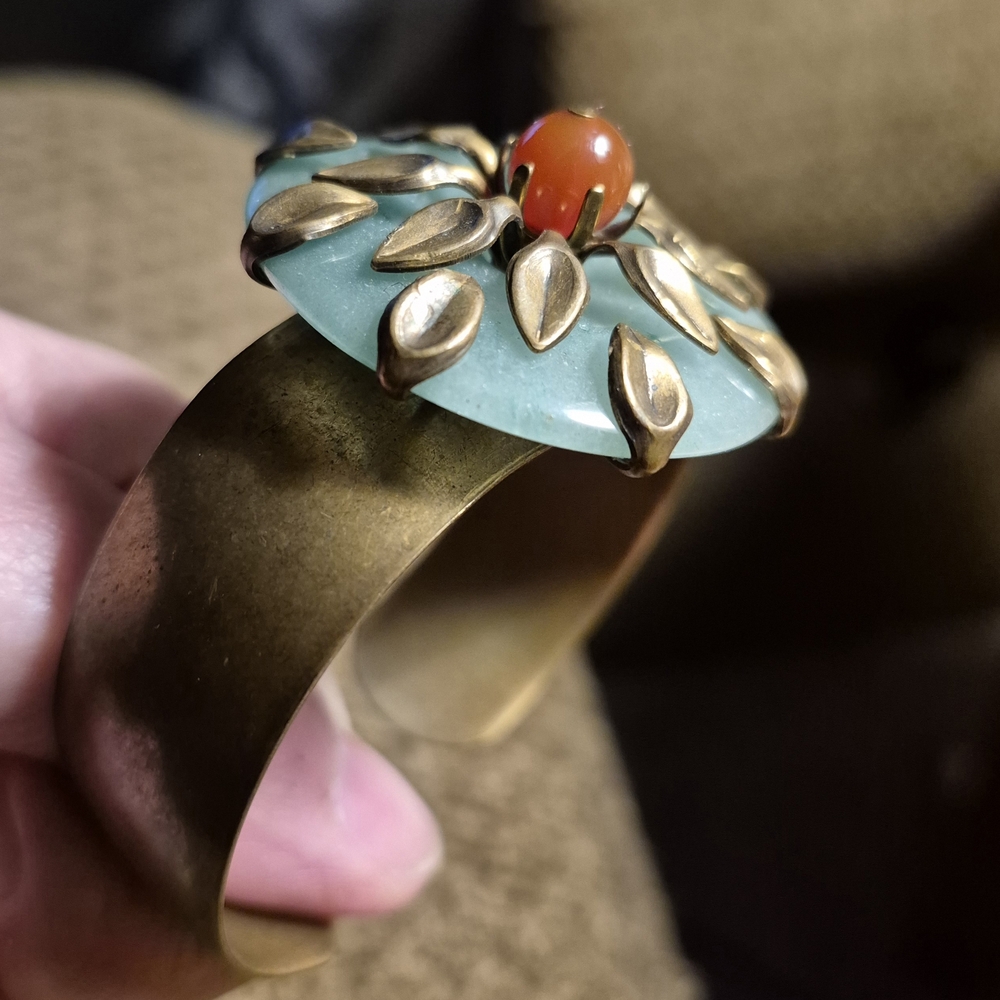 Jan Michaels Green Aventurine & Carnelian Cuff Bracelet